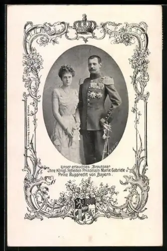 AK Kronprinz Rupprecht von Bayern und Prinzessin Marie Gabriele, Unser erleuchtetes Brautpaar