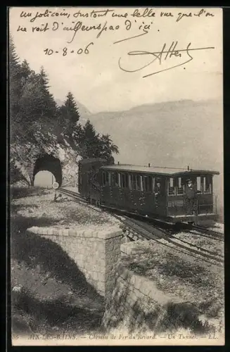 AK Aix-Les-Bains, Chemin de Fer du Revard, Bergbahn nach Tunneldurchfahrt