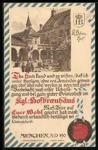 AK München, Gasthof Hofbräuhaus mit trinkenden Gästen davor