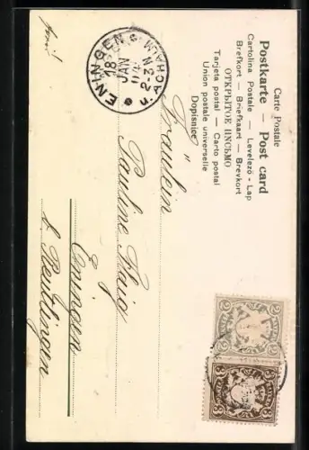 AK Nun leb wohl du kleine Gasse, Wanderer auf der Strasse