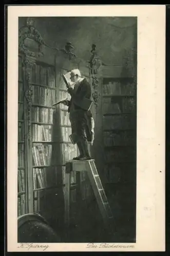 Künstler-AK Carl Spitzweg: Der Bücherwurm