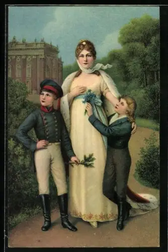 AK Königin Luise von Preussen mit den Prinzen