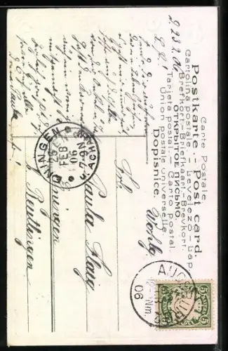 Lithographie Der erste Kuss des Trompeters von Säckingen, Behüt Dich Gott!