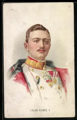 AK Kaiser Karl I. von Österreich im Halbporträt