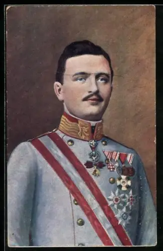 AK Portrait Kaiser Karl I. von Österreich in Uniform mit Abzeichen
