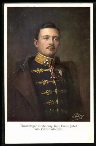 AK Kaiser Karl I. von Österreich in Husaren-Uniform