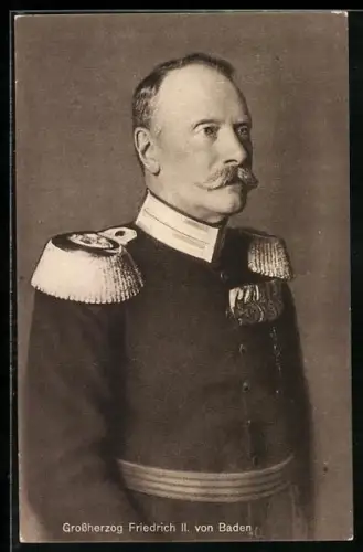 AK Grossherzog Friedrich II. von Baden in Uniform mit Epauletten, Profilbild