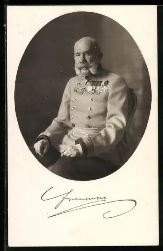 AK Kaiser Franz Josef I., Portrait in Uniform mit Orden