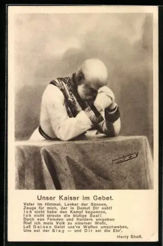 Künstler-AK Kaiser Franz Josef I. von Österreich in Uniform im Gebet