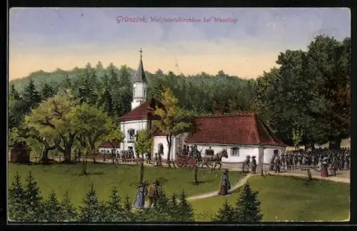 Künstler-AK Grünsink bei Wessling, Wallfahrtskirche