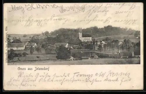AK Jetzendorf, Ortspartie mit Kirche