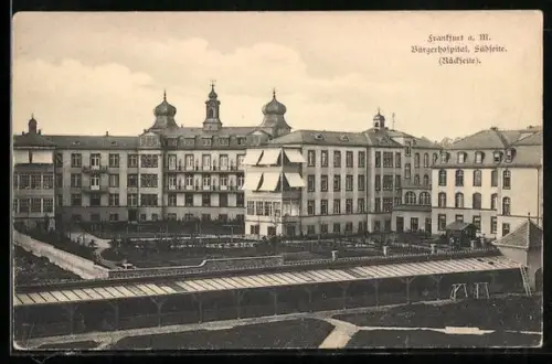 AK Frankfurt-Nordend, Bürgerhospital, Südseite, Rückseite