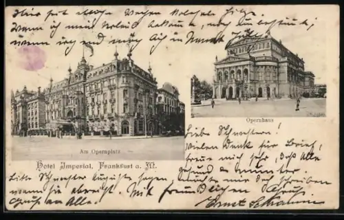 AK Frankfurt a. M., Hotel Imperial am Opernplatz, Opernhaus