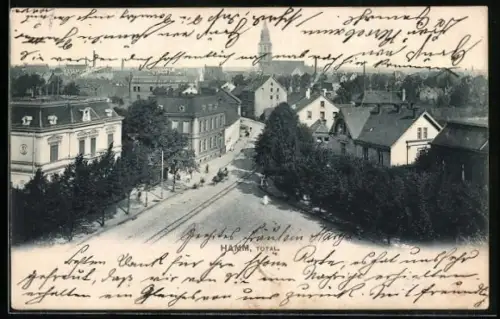 AK Hamm / Westfalen, Strassenpartie mit Kirche