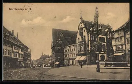 AK Nordhausen a. H., Strassenpartie mit Geschäften