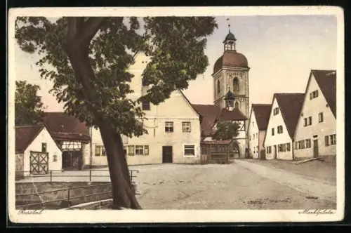 AK Rosstal / Mittelfranken, Marktplatz mit Tor