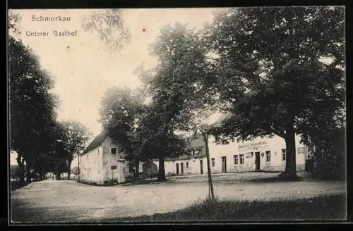 AK Schmorkau / Königsbrück, Strassenpartie am Gasthof Schmorkau
