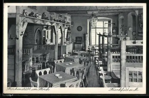 AK Frankfurt a. M., Gasthaus zum Storch, Storchenstübl, Innenansicht