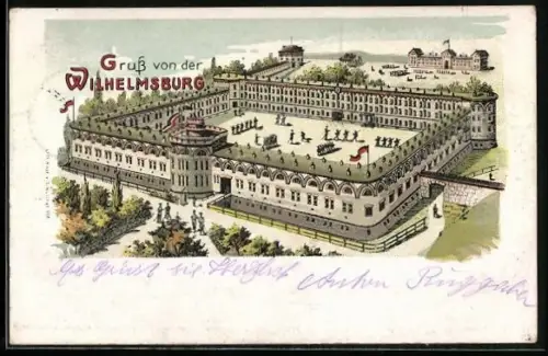 Lithographie Ulm / Donau, Wilhelmsburg Kaserne