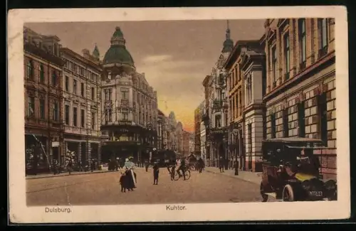 AK Duisburg, Strasse am Kuhtor mit Palast-Hotel