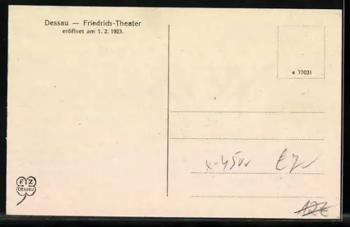 AK Dessau, Friedrich-Theater, Eingangshalle