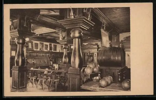 AK Düsseldorf, Kegelbahn im Gastof Malkasten