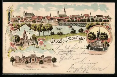 Lithographie Ingolstadt, Pionierkaserne Tilli, Kreuztor