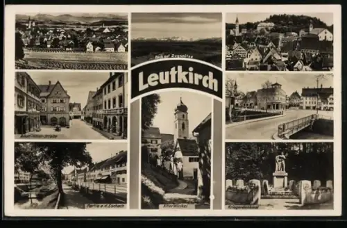 AK Leutkirch, Kriegerdenkmal, Alter Winkel, Strasse, Partie a. d. Eschach