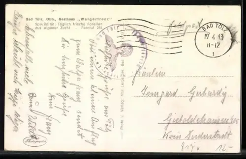 AK Bad Tölz /Obbay., Gasthaus Walgerfranz