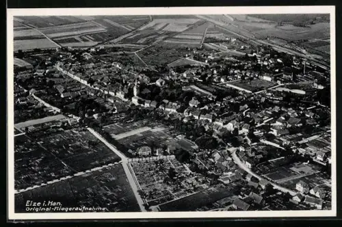 AK Elze i. Han., Ortsansicht vom Flugzeug aus