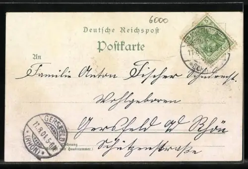 Lithographie Frankfurt-Ostend, Zoologischer Garten, Turmansicht