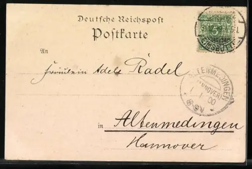 Lithographie Hamburg, Ortsansicht mit Brücke, Jahreswende 1900