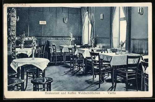 AK Vacha, Restaurant und Kaffee Waldschlösschen, Innenansicht