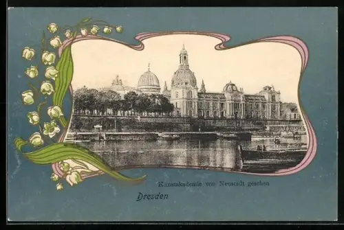 AK Dresden, Kunstakademie von Neustadt gesehen