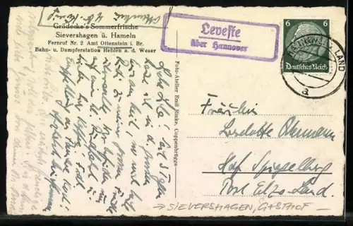 AK Sievershagen ü. Hameln, Gasthof Grödecke`s Sommerfrische