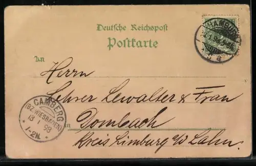 Lithographie Hamburg, Brooksbrücke, Stadtspeicher, Wappen