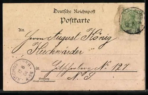 Lithographie Hamburg, Alter Jungfernstieg, Nikolaikirche