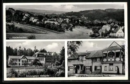 AK Niederhausen / Hamm, Gemischtwarenhandlung Paul Böcking, Erholungsheim Hohegrete