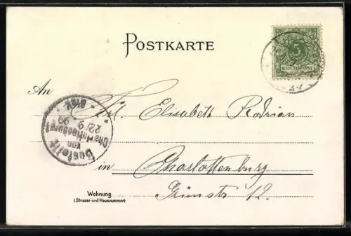 Lithographie Frankfurt, Panorama, Marien oder Oberkirche