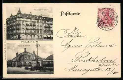 AK Frankfurt a. M., Hotel Russischer Hof, Haupt-Bahnhof