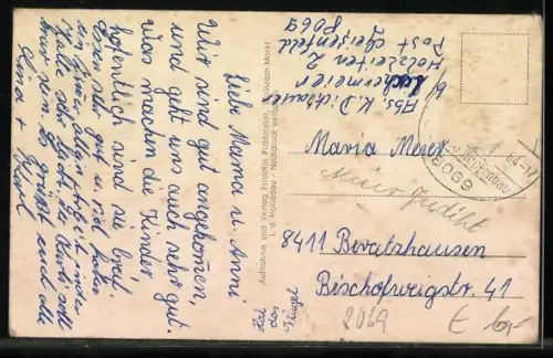 AK Parleiten in der Holledau, Geschäft, Bauern bei der Weinlese, Ortspartie