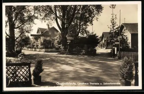AK Grossholzleute am Fusse des schwarzen Grates, Hotel Landhaus Theresia und Sebastiansruhe