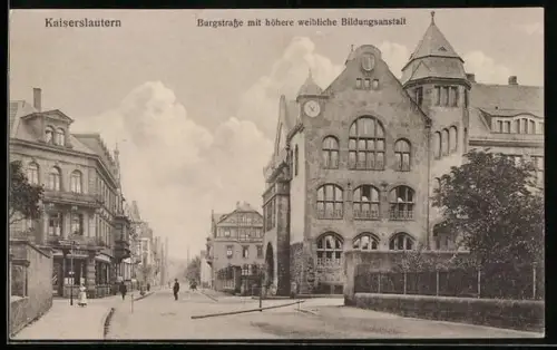 AK Kaiserslautern, Burgstrasse mit höherer weibliche Bildungsanstalt