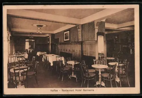 AK Weimar / Thüringen, Hotel Germania, Bes. Max Schröder, Blick in den Speisesaal