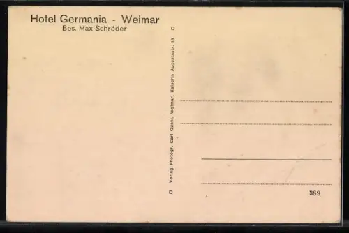 AK Weimar / Thüringen, Hotel Germania, Bes. Max Schröder, Blick in den Speisesaal