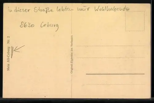 Künstler-AK Coburg, Mohrenstrassen-Durchbruch in der Altstadt von der Mohrenstrasse aus gesehen