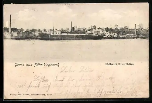 AK Fähr-Vegesack, Schiffswerft Bremer Vulkan, Fracht- und Passagierschiff am Kai liegend