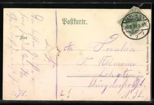 Lithographie Berlin-Friedrichshain, Oberbaum-Brücke