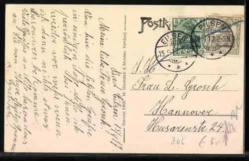 AK Bad Eilsen, Am Rocca-Brunnen mit Passanten