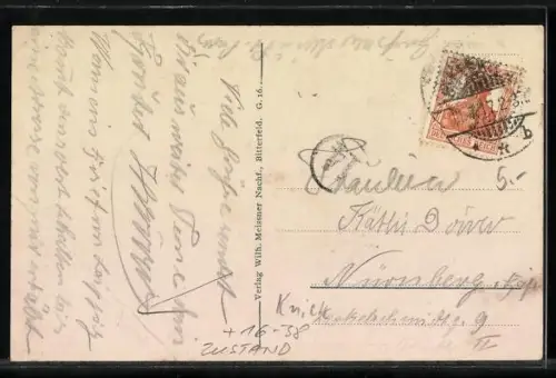 Lithographie Bitterfeld, Spielende Burschen im Industriegebiet